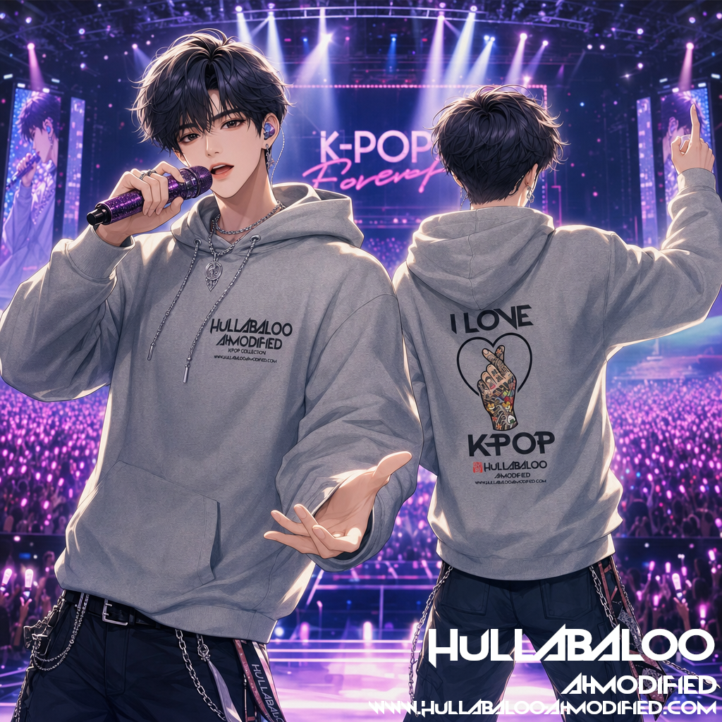 Hullabaloo AI-modified - I Love K-Pop Hoodie – Soft, Stylish, and Inspired by K-Pop