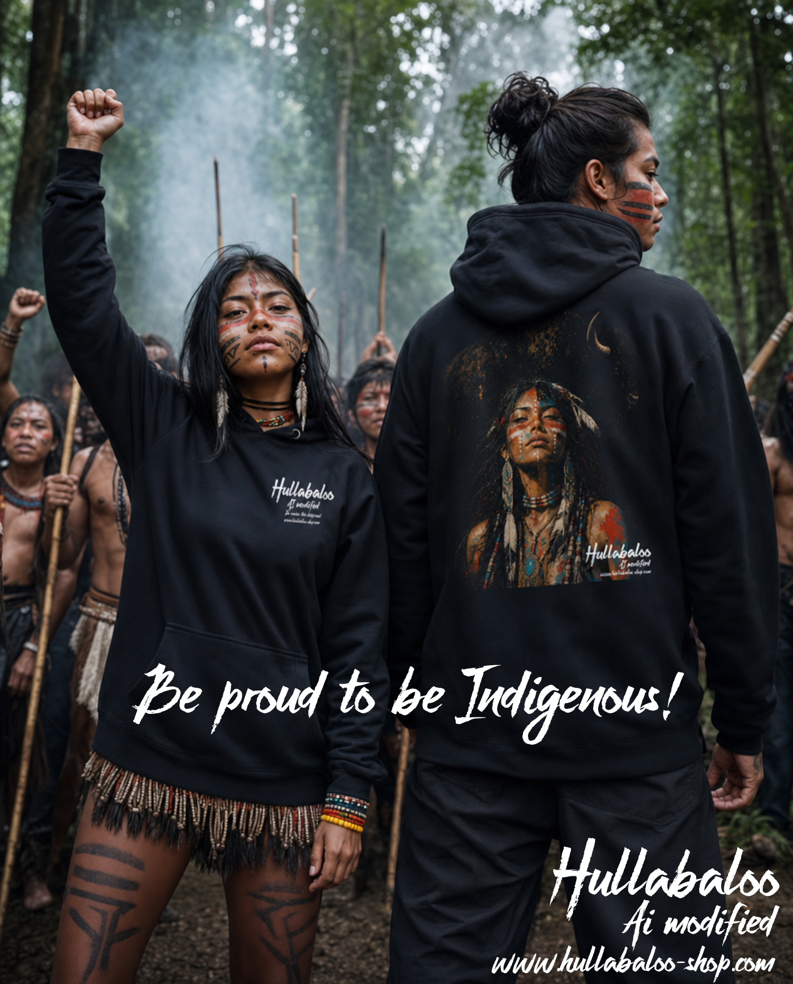 Hullabaloo AI Modified Unisex – Premium Streetwear for Indigenous Pride - Unisex Hoodie